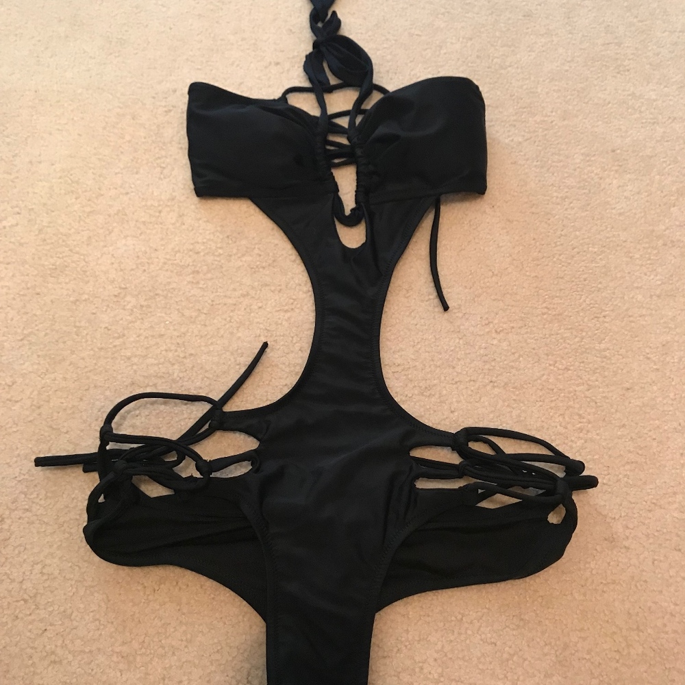Sexy One Piece Black Swim Suit